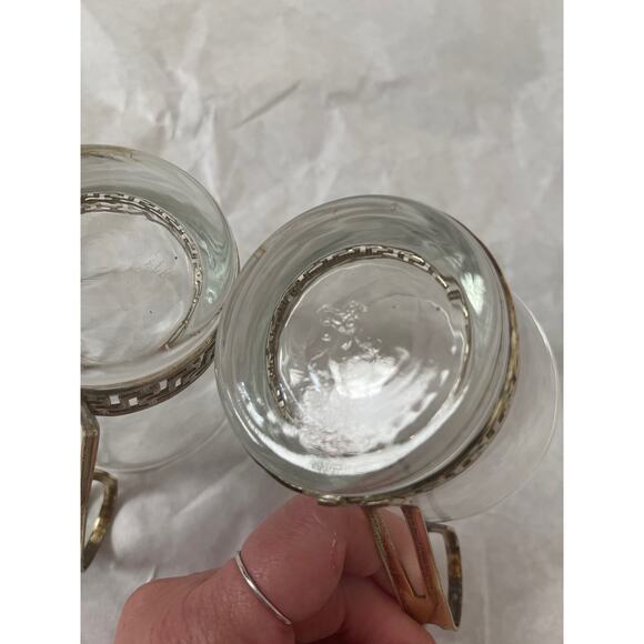 Libbey Glass Vintage Continental Gold Greek Key Coffee Tea Cups - Picture 8 of 8